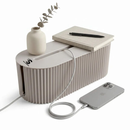 Cable Management Box – Home & Office Desk Cord Organizer Hide Power Strip & Under Desk TV Computer Wire Pet Friendly Child-Proof Floor Cord Management Cover - Beige